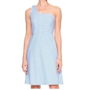 Banana Republic Women’s One Shoulder Blue Striped A-Line Dress size 6